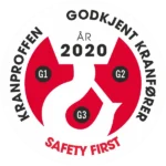 Dyktige kranførere stilles til eksterne oppdrag, med sertifikater innen mobilkran, tårnkran, traverskran, offshorekran og lastebilkran.